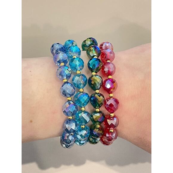 Deep Blue Swarovski Beaded Bracelet - Picture 12 of 16